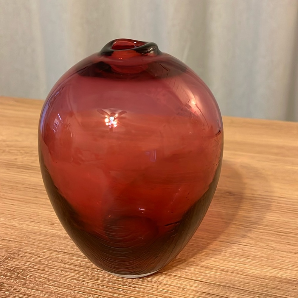 Art Glass Vase Cranberry Art Glass Collectible